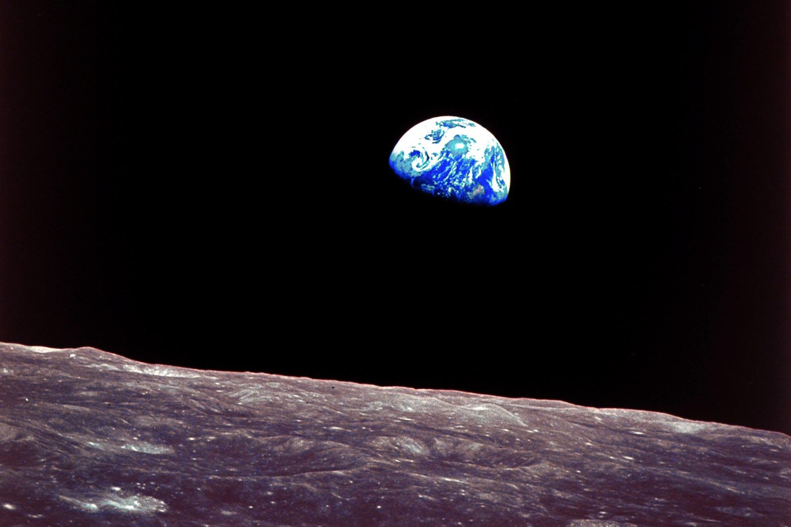Apollo 8 view of earthrise over the moon