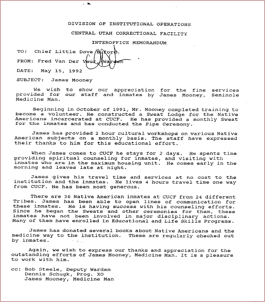 letter to chief little dove